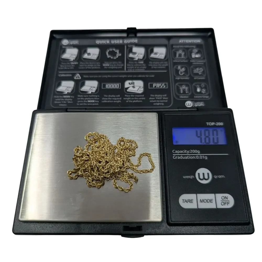 Charpas Italy 14K Yellow Gold Rope Chain Necklace – 38”, 4.80g, Hallmarked
